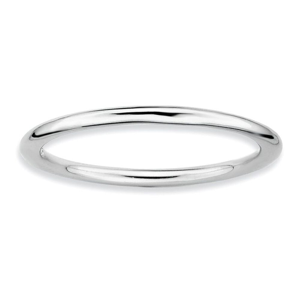 1mm Rhodium Plated Sterling Silver Polished Elegant Band, Size 5